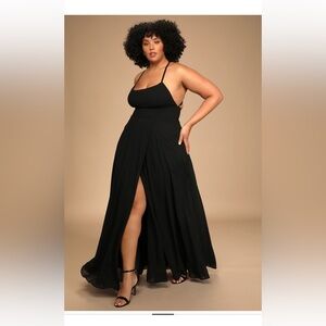 Lulus Dreamy Romance Black Backless Maxi Dress (3X)